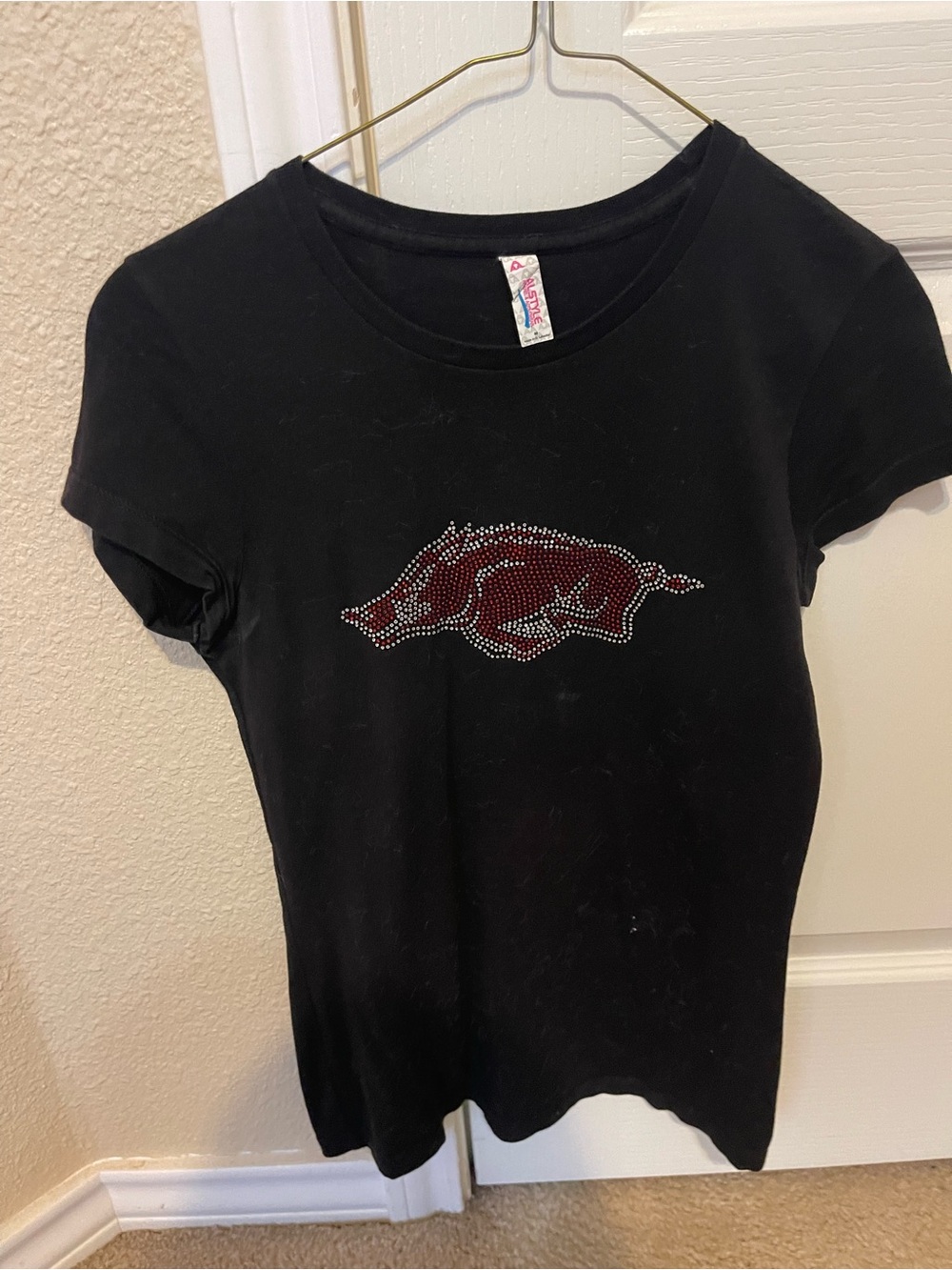 Black Rhinestone Razorback Tee
